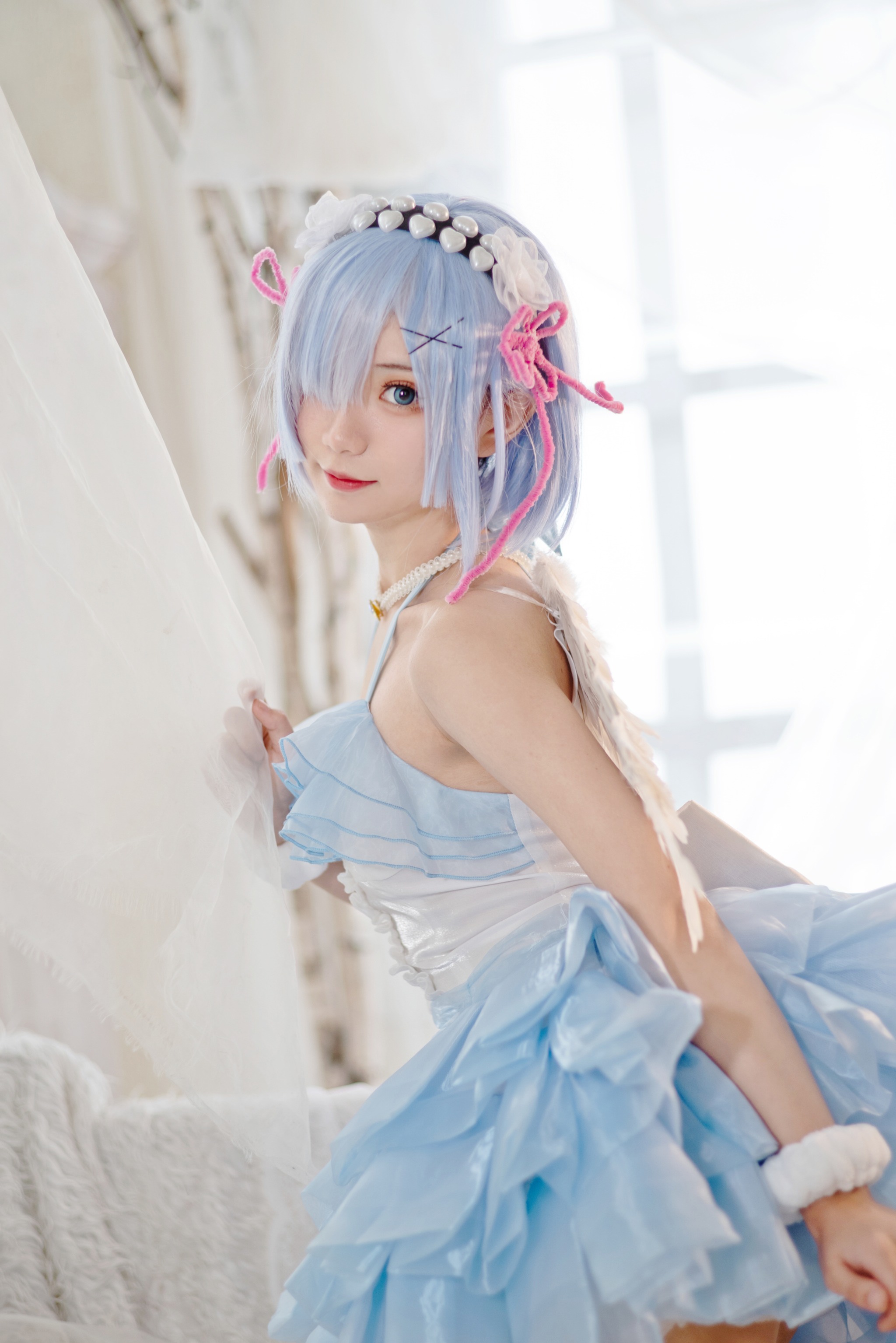 图片[1]-花柒Hana – NO.001 天使蕾姆蓝[19P]-XikXak